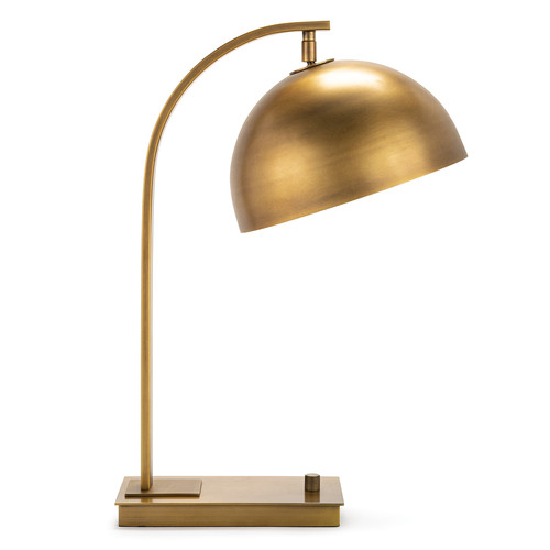 adjustable metal desk lamp with a brass finish and swivel joint
